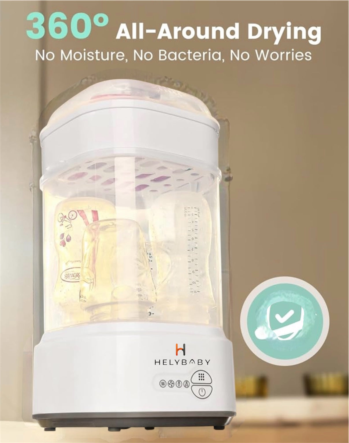 HelyBaby Bottle Sterilizer and Dryer for Baby Bottles (Esterilizador de Biberones), Pacifiers, Pump Parts