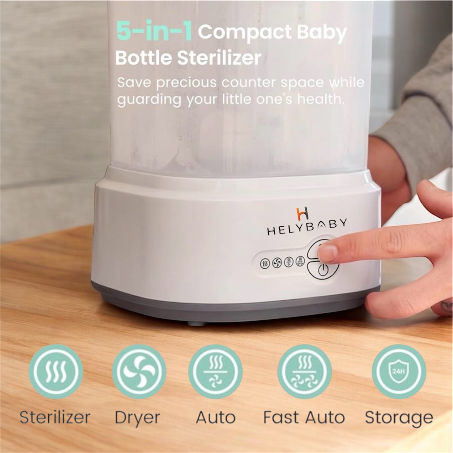 HelyBaby Bottle Sterilizer and Dryer for Baby Bottles (Esterilizador de Biberones), Pacifiers, Pump Parts